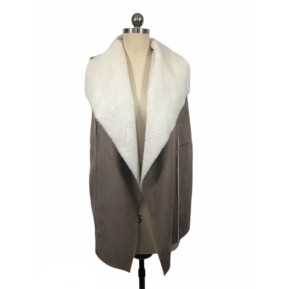 Susma Jacket Vest Womens Medium Brown Faux Suede Sherpa Coastal Cowgirl Boho